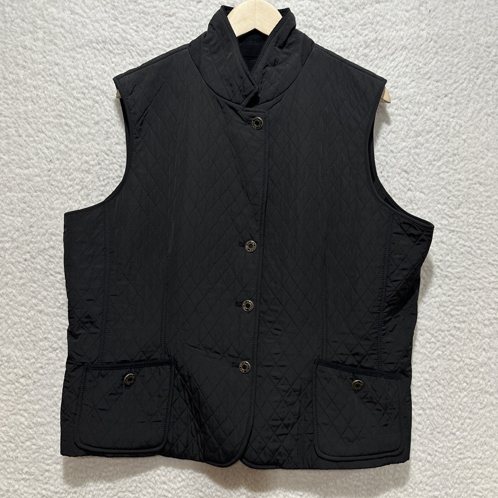 Talbots Women's Size XL Quilted Fleece Lined Vest Corduroy Collar Sleeveless